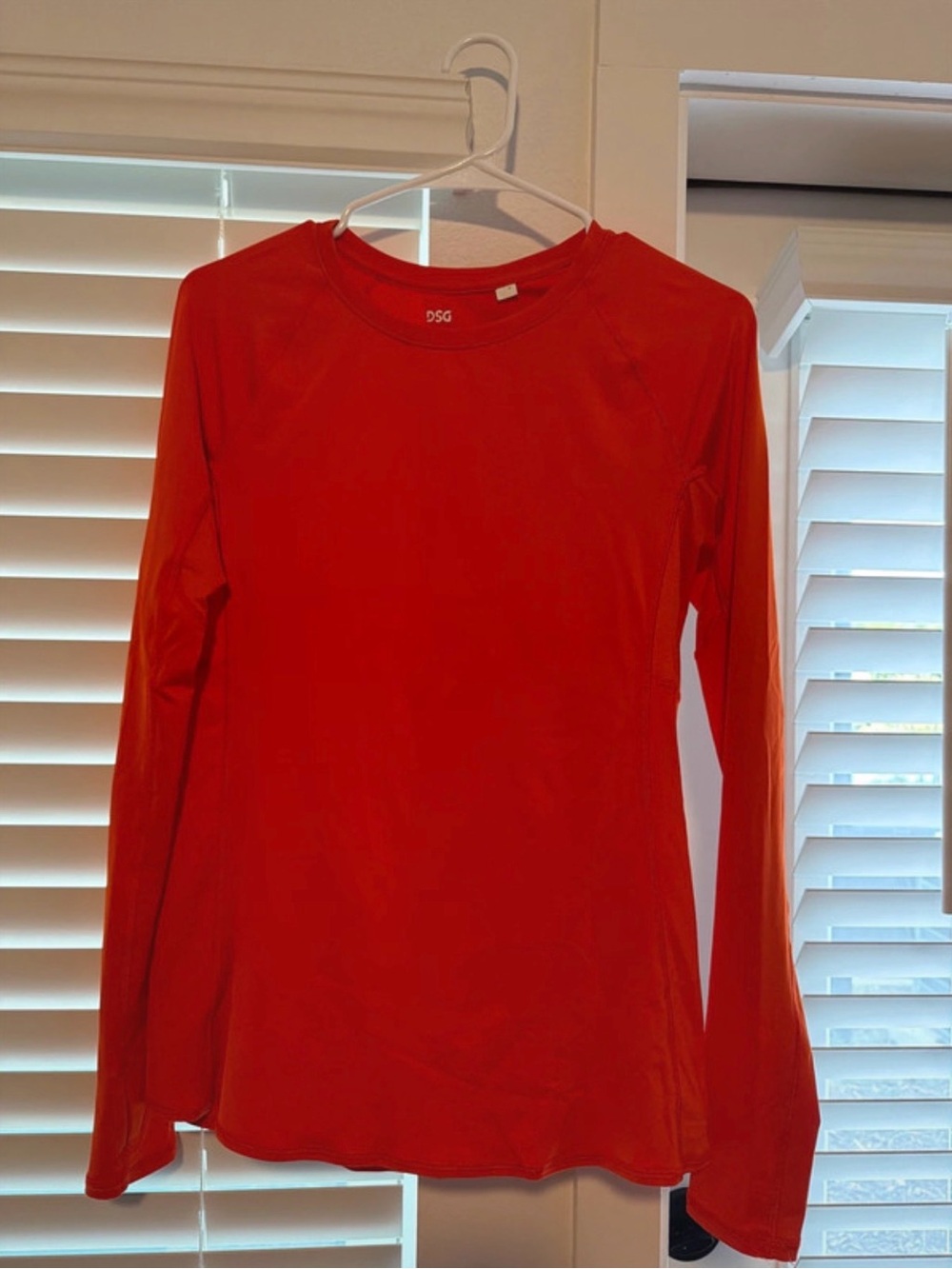 DSG Women's Long Sleeve Athletic w/ Thumb Holes in Bright Orange